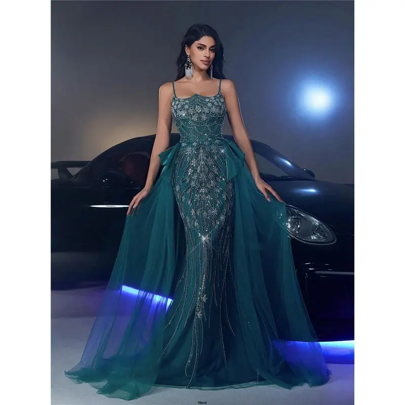 Guest Holiday Single Wedding For Dress Maxi Sequin Beaded Luxurious Glamrae Elegant Embellished Flared Suitable Party Ball Banquet 1