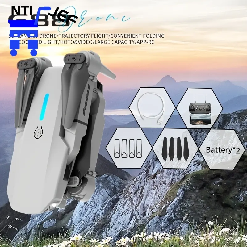 Drones supported by optical flow technology, optical flow visual hovering, more stable aerial photography, with dual cameras and dual batteries, application control, simple operation, beginner gift, new choice for home entertainment - E88NOVA