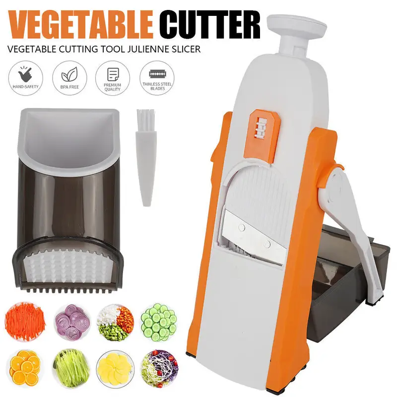 4-in-1 Multifunctional Vegetable Slicer – Kitchen Chopper & Food Processor for Effortless Prep Stainless Plastic 1