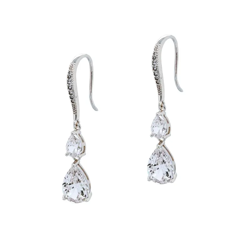 Detroit crystal double drop earrings (silver) 4