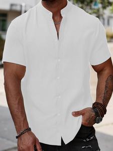 Men's Regular Fit Solid Color Short Sleeve Shirt, Casual Comfy Top for Daily Wear, Men's Clothes for All Seasons, Menswear