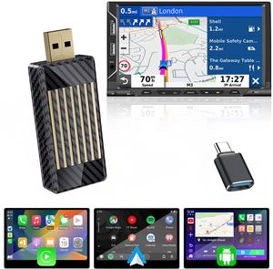 【Yurnlv】Mini Al Car Video Box, 3 in 1 Wireless CarPlay and Android Auto Adapter suitable for Factory wired CarPlay Cars