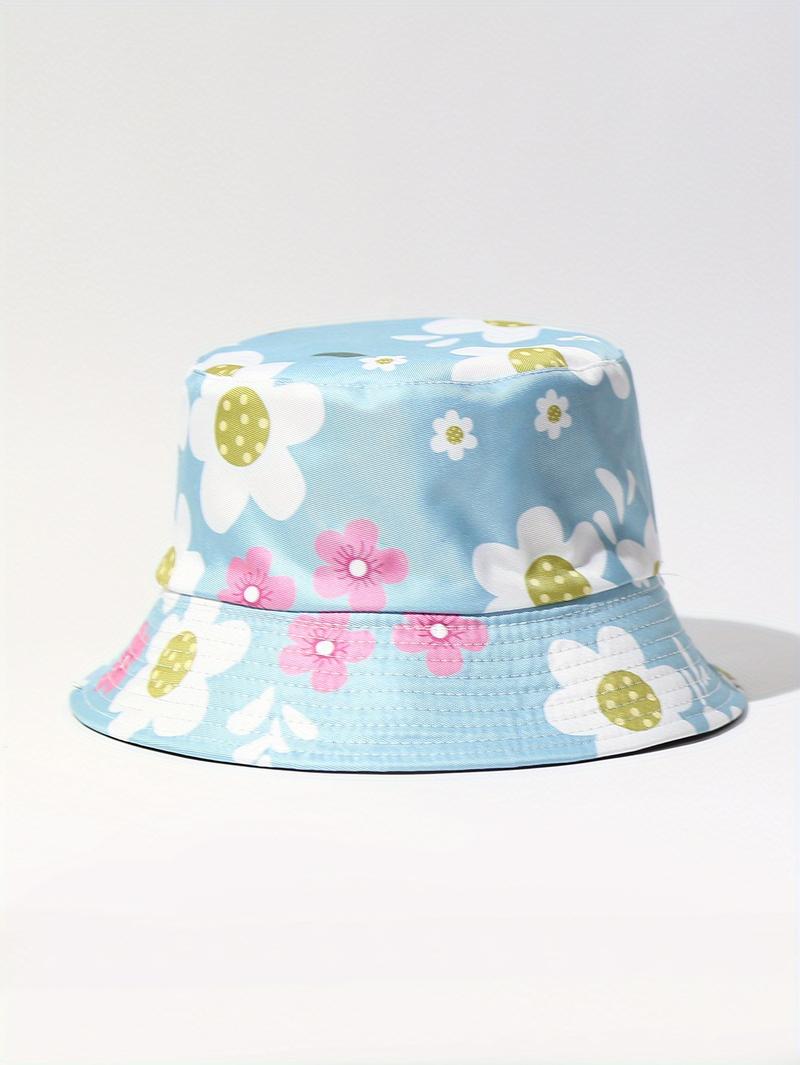 Product Introduction of Women's Cute Floral Bucket Hat, Summer Beach Casual Style, Breathable Sun Protection Fisherman Cap, 2023 New, Beach Casual 4