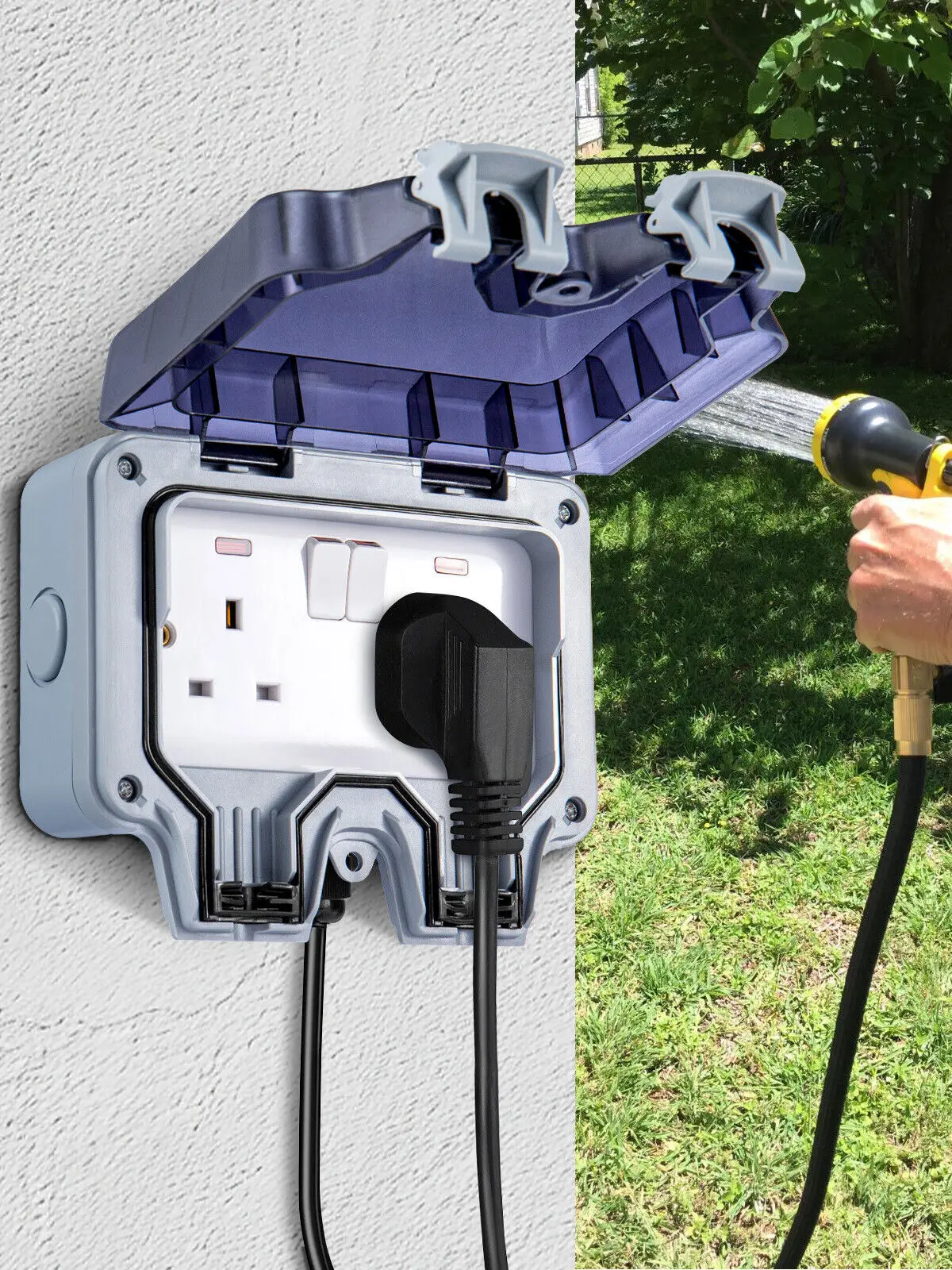 5m-25m Outdoor 13A 2 Gang Extension Lead Switched Socket IP66