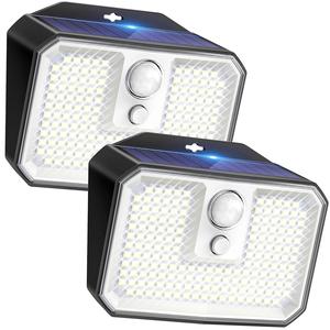 2PK Solar Wall Lights PIR Motion Sensor 168 LED Outdoor Garden Security Lamp
