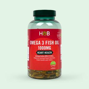 Holland & Barrett Omega 3 Fish Oil 1000mg – 240 Softgel Capsules | High Strength EPA & DHA for Heart, Brain & Vision Support | Pure & Contaminant-Free Fish Oil