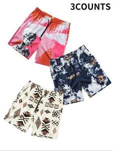 Men's All Over Print Drawstring Waist Shorts, Regular Fit Casual Ethnic Pattern Beach Shorts, Summer Bottoms for Men