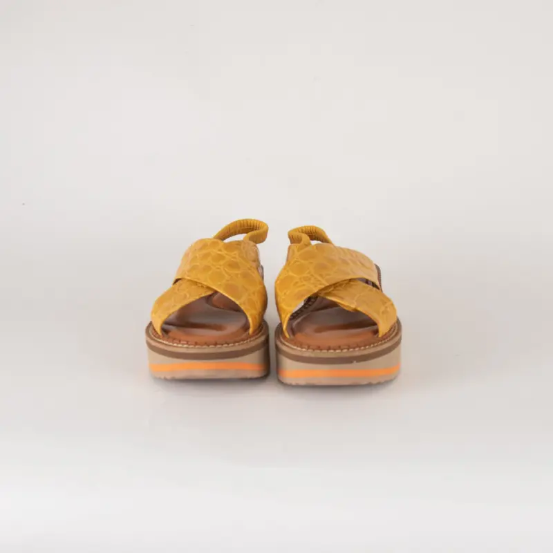 Robert Clergerie Yellow Croc Effect Platform Sandals 1