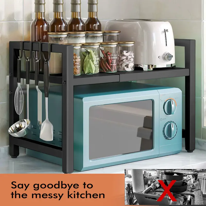 3 Tier Expandable Microwave oven Rack Stand Storage Holder Kitchen Corner Shelf 5