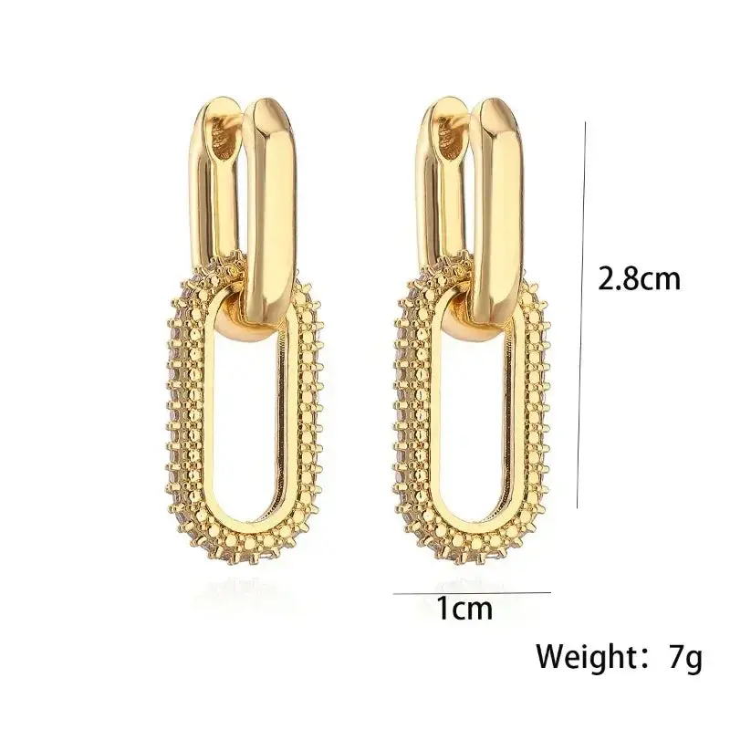 Retro Double Hoop Earrings – Gold Geometric Drop Style for Women & Girls 5