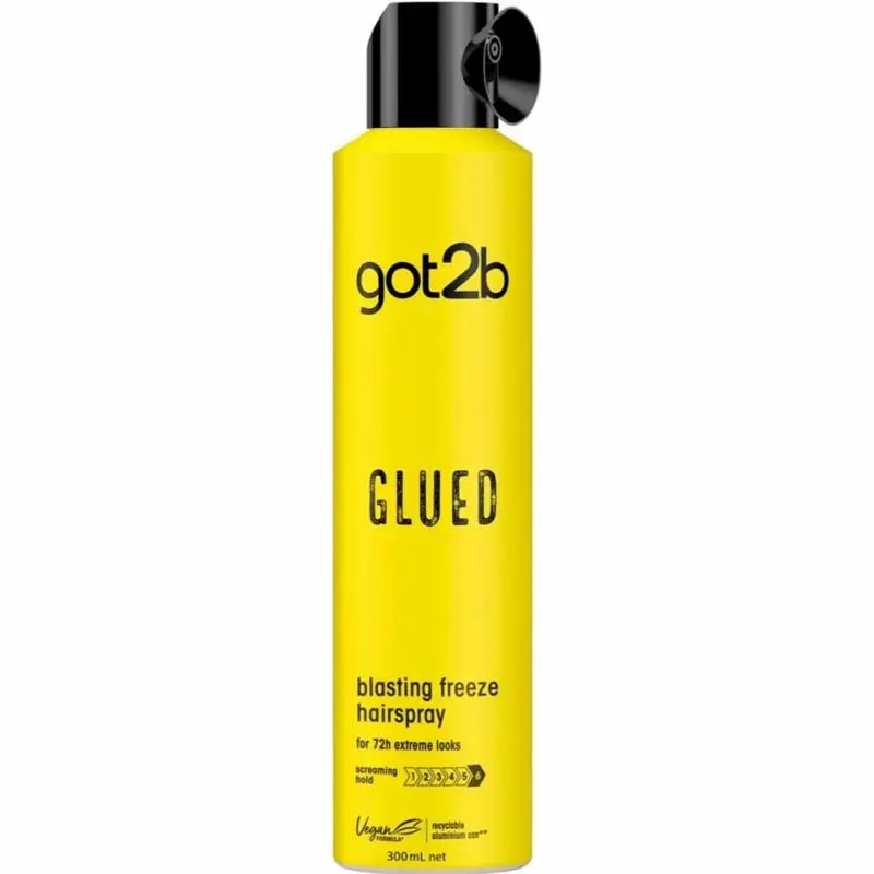 Got2b Glued Hairspray, Blasting Freeze Spray, Strong Hold Hairspray for Up to 72 Hours, Vegan, Silicone Free, 300 ml Gel Haircare