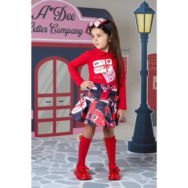 AW24 A Dee Girls With Love Roxy Red Skirt Set 1