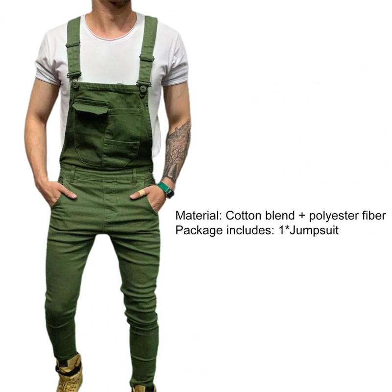 Product Introduction of Summer New Men's Distressed Denim Carpenter Overalls Bib Jumpsuits Motos Biker Jean Long Harajuku Rompers Streetwear Plus Size Casual Cotton 15