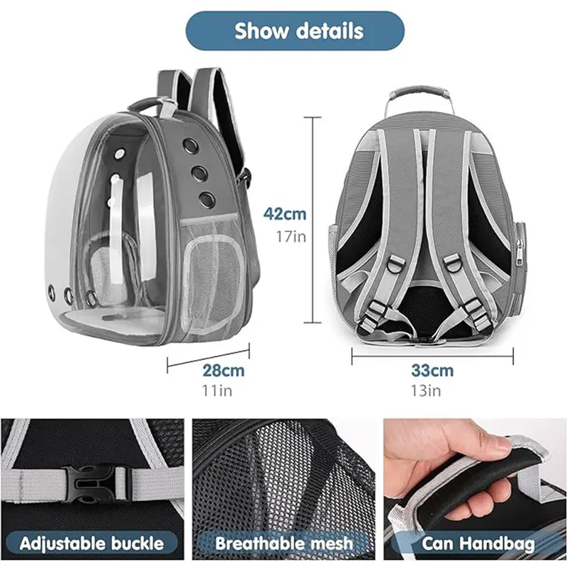 Astronaut Window Pet Backpack - Transparent Cat & Dog Carrier, Breathable Travel Bag for Small Pets - Space-Themed Design 3