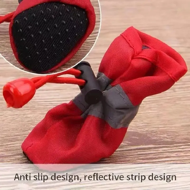 4pcs/set Waterproof Pet Dog Shoes Anti-slip Rain Boots Footwear for Small Cats Dogs Puppy Dog Pet Booties Pet Paw Accessories 2