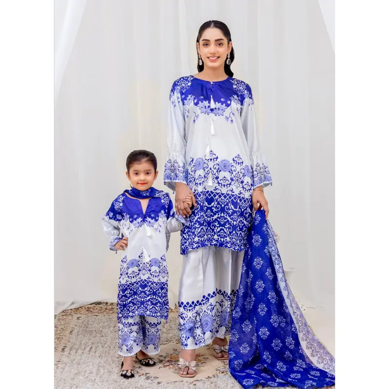 RANGZ ‘Silk’ | Eid Printed Silk Mother & Daughter Readymade | RGZ074 1