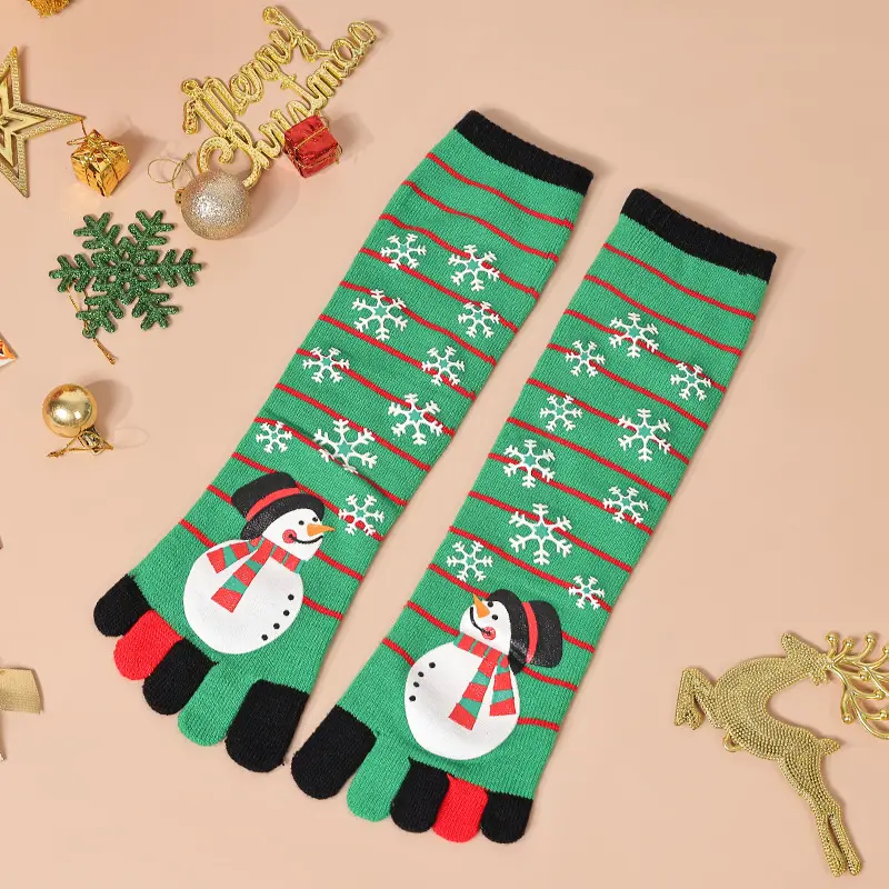Christmas Socks with Toes Five Toes Christmas Socks Cartoon Five Finger Socks for Women Winter Funny Socks 5