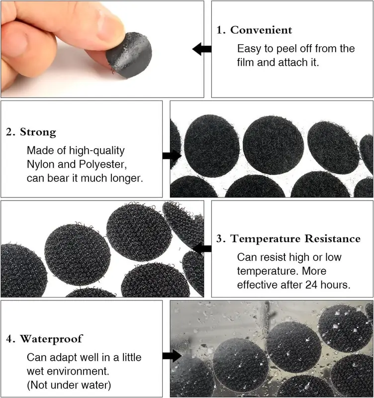 120pcs Round Velcro Dots, Self Adhesive Hook & Loop Coins, 13mm/21mm Reusable Fastening Dots, Strong Double Sided Sticky Back for Metal/Wood/Glass/Fabric/Plastic, White or Black, Peel & Stick Mounting, Washable Non-Slip Grip, Industrial Strength DIY Craft 1