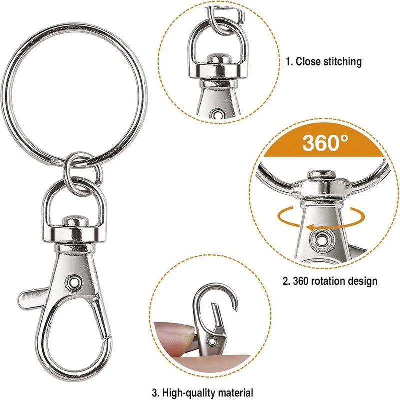 10Pcs Swivel Lobster Clasp Clips Hook Stainless Steel Key Ring Split Keychain UK 2