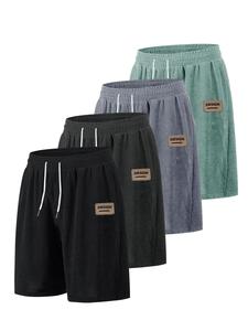 Men's Letter Patched     Shorts, Casual Comfy Loose Drawstring Waist Shorts for Daily Wear, Men's Bottoms for Fall & Winter