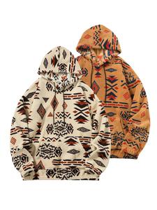 Men's Ethnic Pattern Hoodie, Casual Loose Long Sleeve Hooded Sweatshirt for Fall & Winter, Men's Clothes for Daily Wear