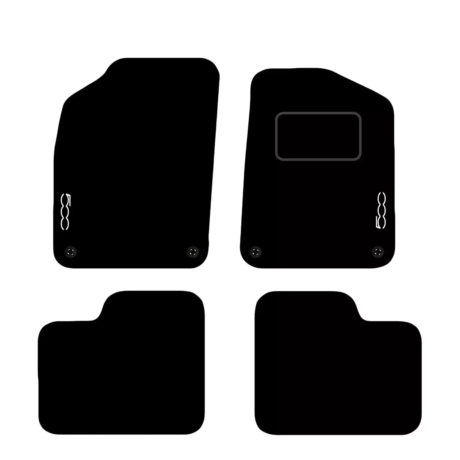 Carmats fits Fiat 500 2012+ Onwards, 4pc set, 4 Clips & LOGOS