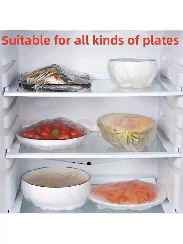 100Pcs, Disposable Food Preservation Film Cover, Shower Head Cover, Multi-Purpose Disposable Shrink Bag Disposable Shoe Cover Thickened Kitchen Preservation Film, Home Refrigerator Refrigerated Food Preservation Cover, Elastic Stretchable Cover Cover 5