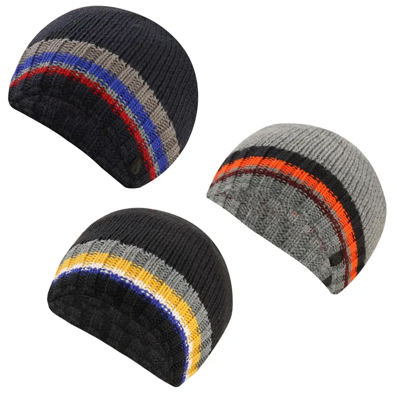 A2Z Mens Hats Stripe Beanie Hat Fleece Lined Soft Feel Stretchy Durable Stylish Winter Warm Cozy Caps Comfortable Lightweight Breathable Cold Weather Fashionable Indoor Outdoor Hats 0