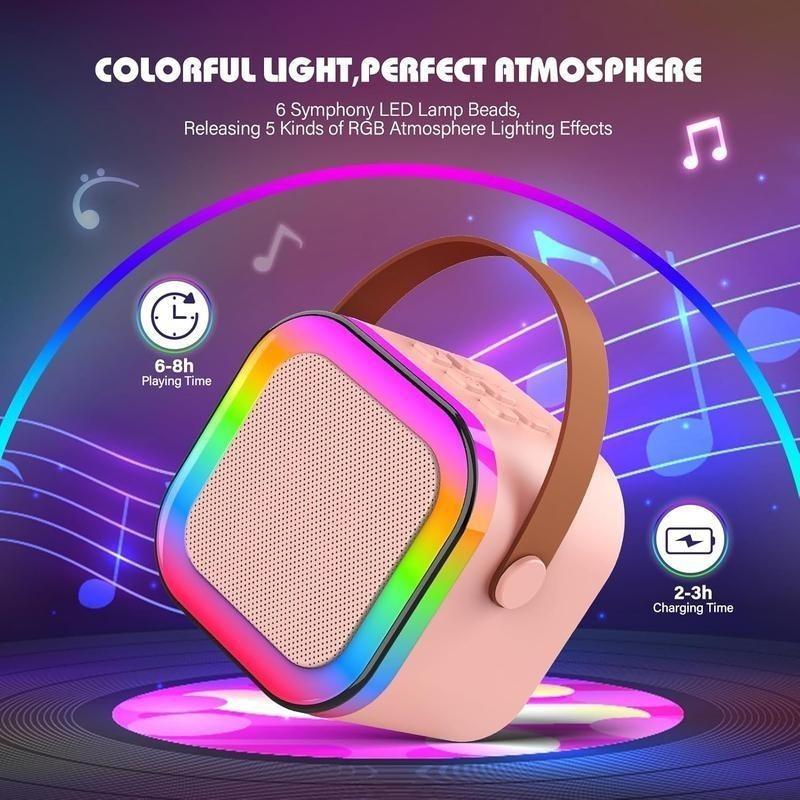 Bluetooth K12 Karaoke with RGB lights Machine Portable 5.3 PA Speaker System with 2 Wireless Microphones Home Family Singing Children's Gifts bone  conduction  earphones true wireless induction  speaker mini  speaker  magnet karaoke  machine 5