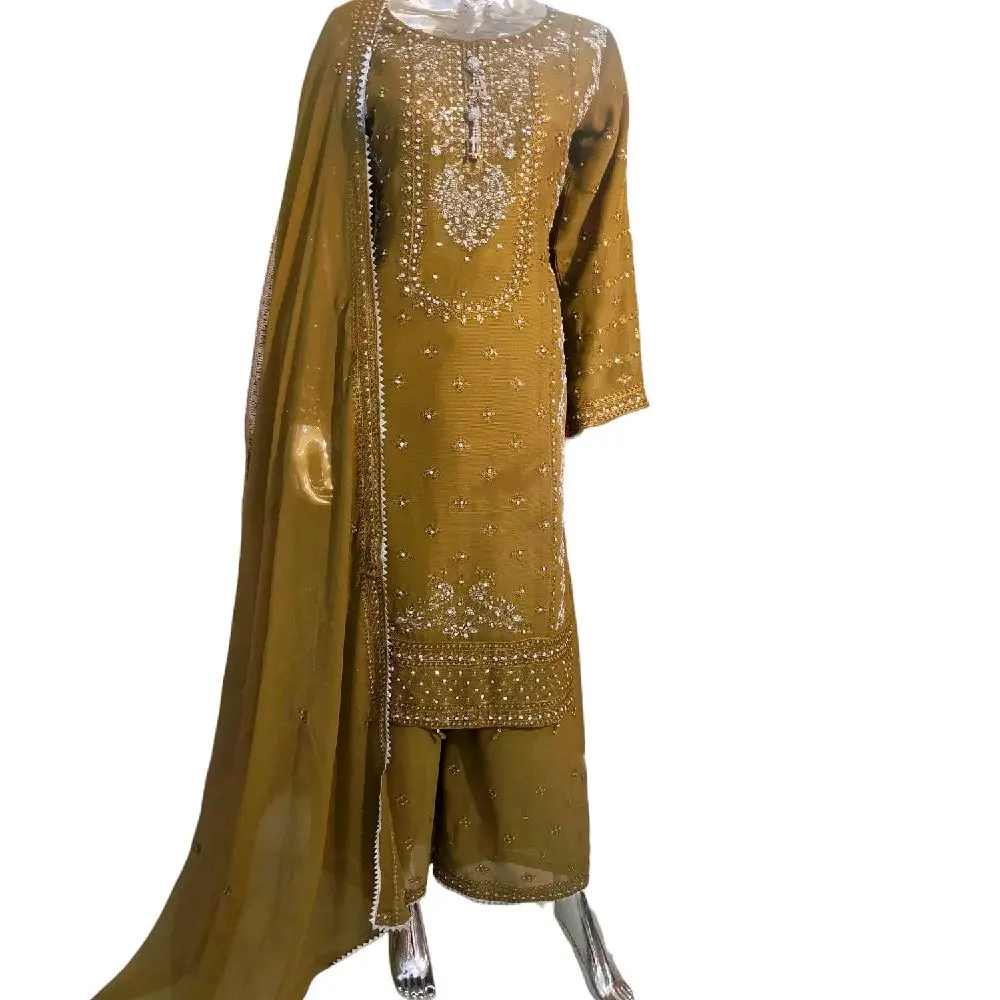 Women's Chiffon Plazo Suit Set - Perfect for Partywear - Dress, Traditional