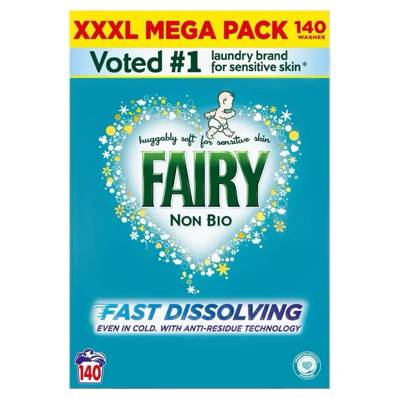 Fairy Non-Bio Washing Powder, 140 Wash Household, laundry hand wash