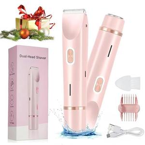 Electric Hair Removal Tool, 1 Box 2 in 1 Body & Facial Hair Removal Tool, Waterproof Rechargeable Hair Trimmer, Hair Removal Device, Electric Shaver Women