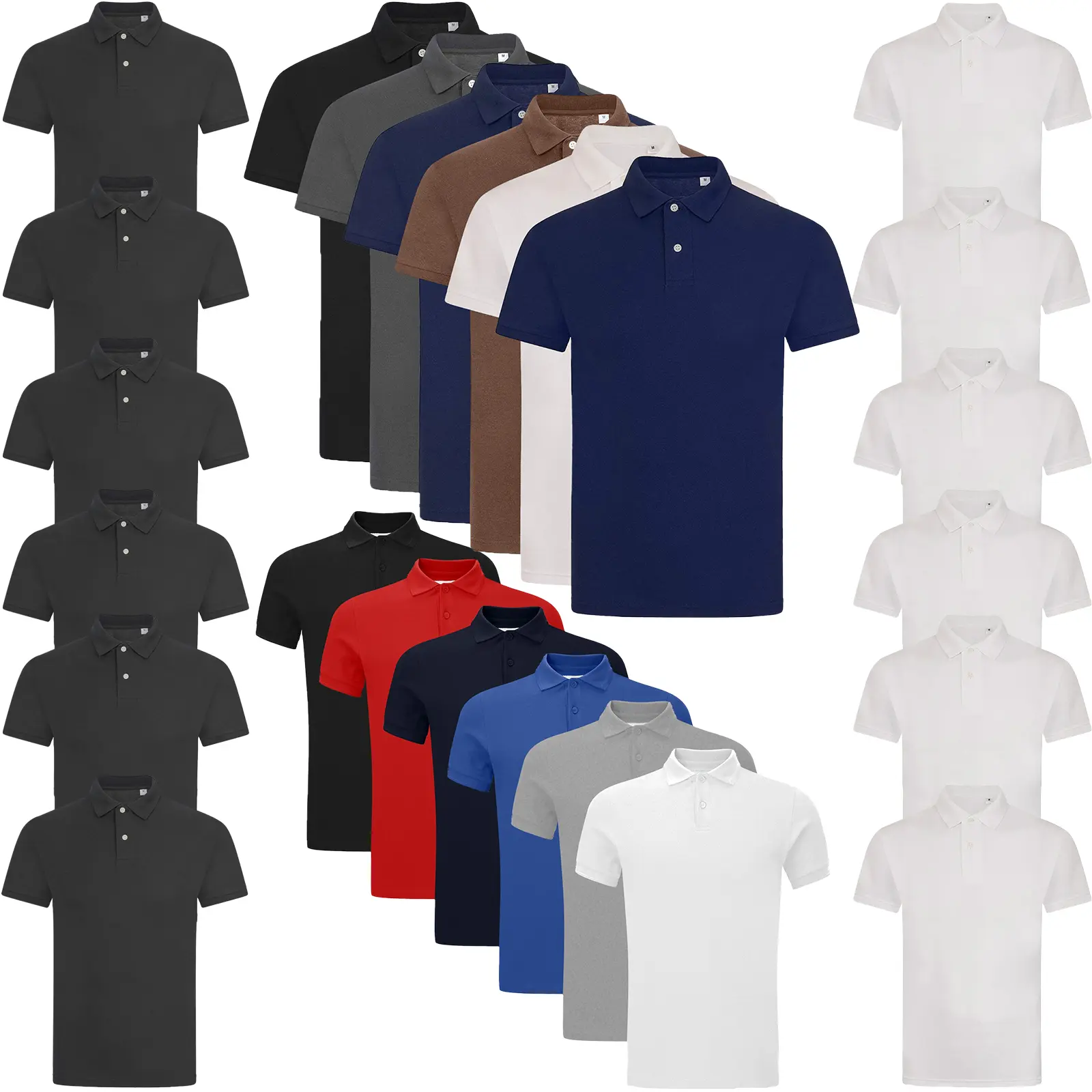Pack of 6 Mens Polo Shirt Short Sleeve Plain Pique Top Designer T Shirt Tee Casual Classic