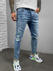 Men's Regular Fit Solid Color Ripped Jeans, Fashion Casual Comfy Denim Pants for Daily Outdoor Wear, Mens Bottoms for All Seasons, Cotton
