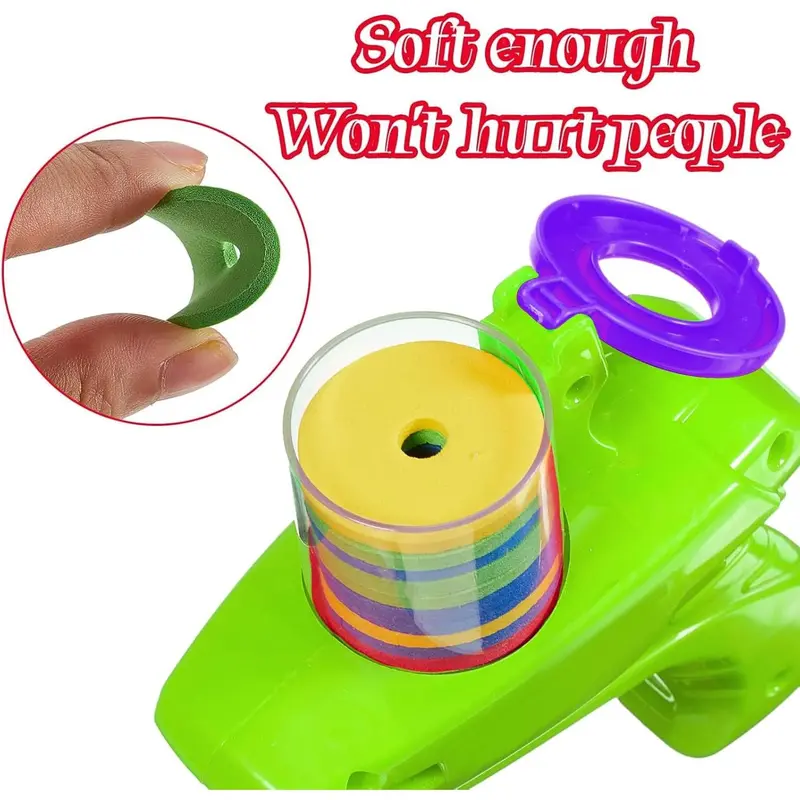 Sumind 2 Pieces Foam Disc Shooter Zip Shot Shooter Disc Launcher (Purple, Green) 3
