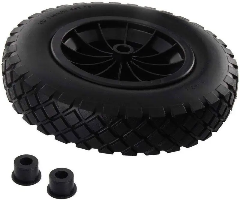 UK PU 14" BLACK Puncture Proof Solid 3.50-8 wheelbarrow wheel COMPLETE NEW 2