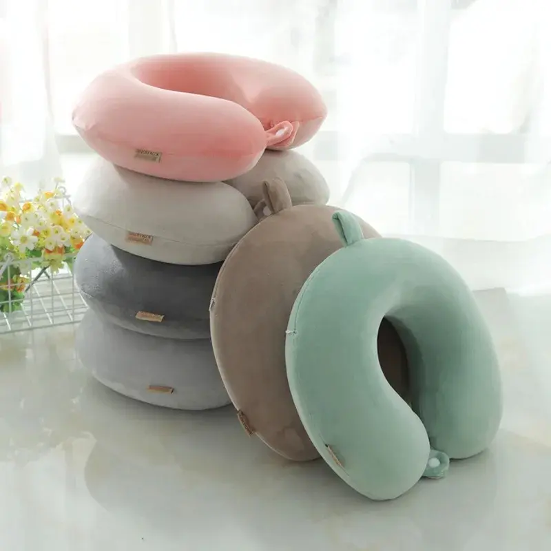 Slow Rebound Memory Cotton U-shaped Pillow for Neck Support in Car, Travel, and Office