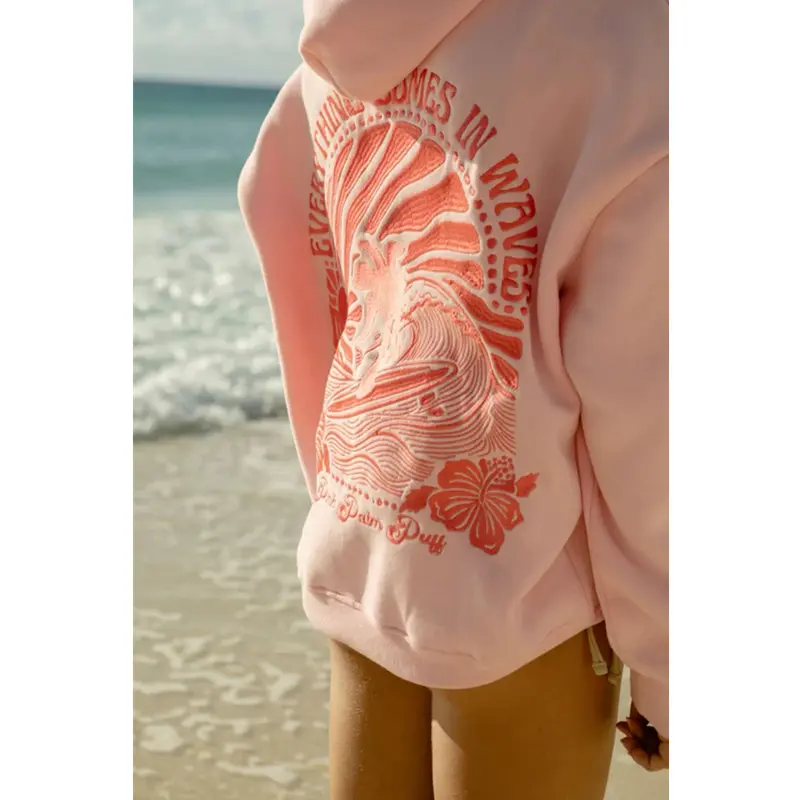 Embroidered pink Sweatshirt Women Harajuku Casual Loose Hooded Fashion Soft Pocket Hoodies Autumn Warm Female Clothes 3