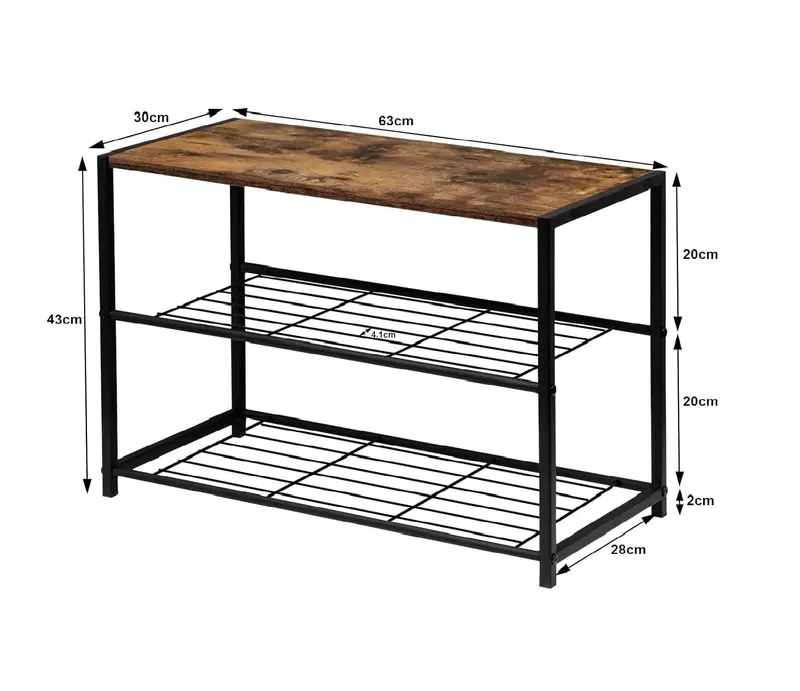 2 Tiers Wooden Shoe Rack Metal Shoe Benches for Hallway,Shoes Storage Organizer SR0051 Steel 2