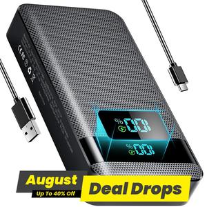 20000mah Portable Charger, Digital Display Power Bank, Mobile Phone Charger with Type-C / USB A Output Suitable for iPhone Android Samsung Etc.