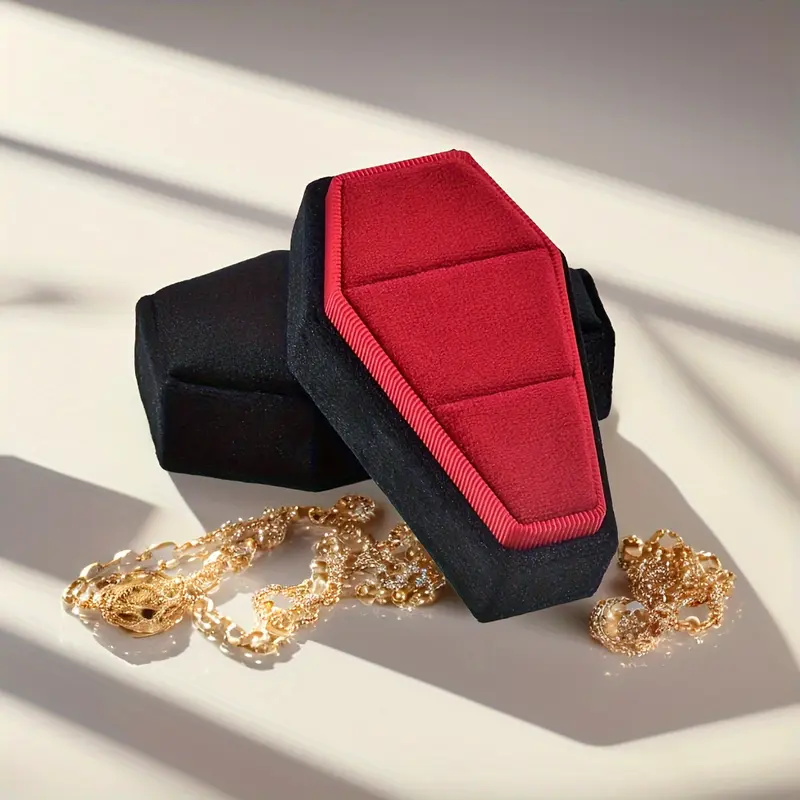 MILAN GOLD  Vintage Velvet Jewelry Box in an Elegant Octagonal Design - Made of Soft Fabric and Featuring a Snap Closure. It's a Great Organizer for Earrings, Rings, and Necklaces. A Charming Christmas Present for Women like Moms and Girlfriends, Acting a 5