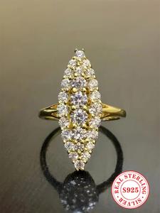 S925 Sterling Silver Fashion Zircon Decorated Ring, Luxury Jewelry for Women, Trendy All-match & Exquisite Jewelry for Birthday Gift