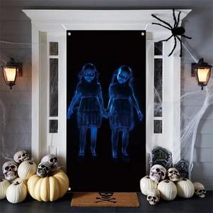Horror Ghost Pattern Door Banner, 1 Count Creative Door Hanging Banner, Hanging Decor for Home Party Decoration, Halloween