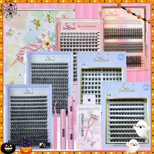 Individual False Eyelashes Kit, 1 Set Natural Look Self Grafting Curl Eyelashes, Eye Makeup Enhancement False Eyelashes for Women and Girls, Winter Gift